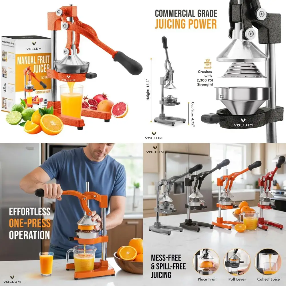 Commercial Grade Manual Citrus Juicer for Home Use: Squeezes Oranges, Lemons, Limes, Grapefruits
Commercial Grade Manual Citrus Juicer for Home Use: Squeezes Oranges, Lemons, Limes, Grapefruits