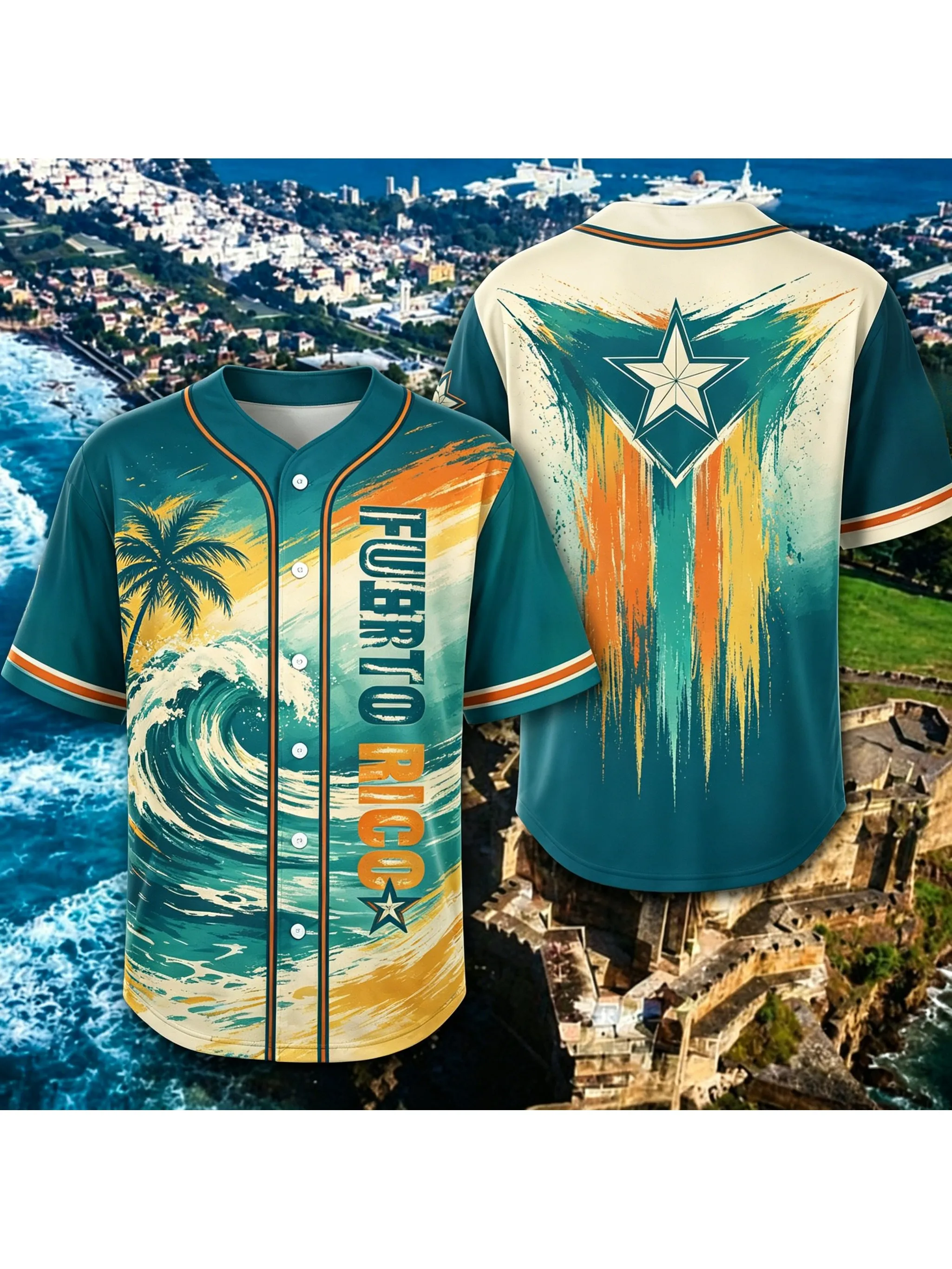 Puerto Rico Baseball Jersey Beach Wave Print Breathable Quick Dry Button Shirt Casual Summer Sports Uniform For Men Wome
Puerto Rico Baseball Jersey Beach Wave Print Breathable Quick Dry Button Shirt Casual Summer Sports Uniform For Men Wome