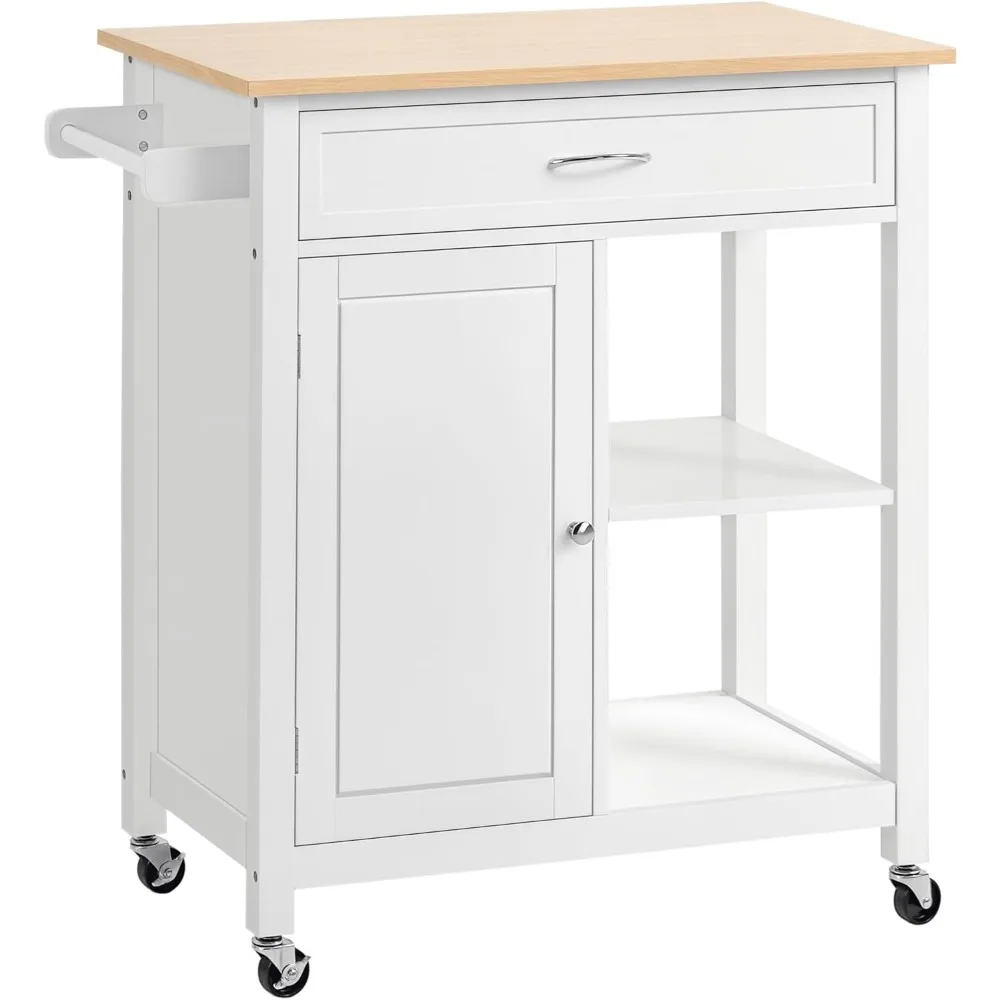 Kitchen Island Cart, Rolling Kitchen Island with Storage Shelf, Solid Wood Top, Drawer, for Dining Room, White 
Kitchen Island Cart, Rolling Kitchen Island with Storage Shelf, Solid Wood Top, Drawer, for Dining Room, White