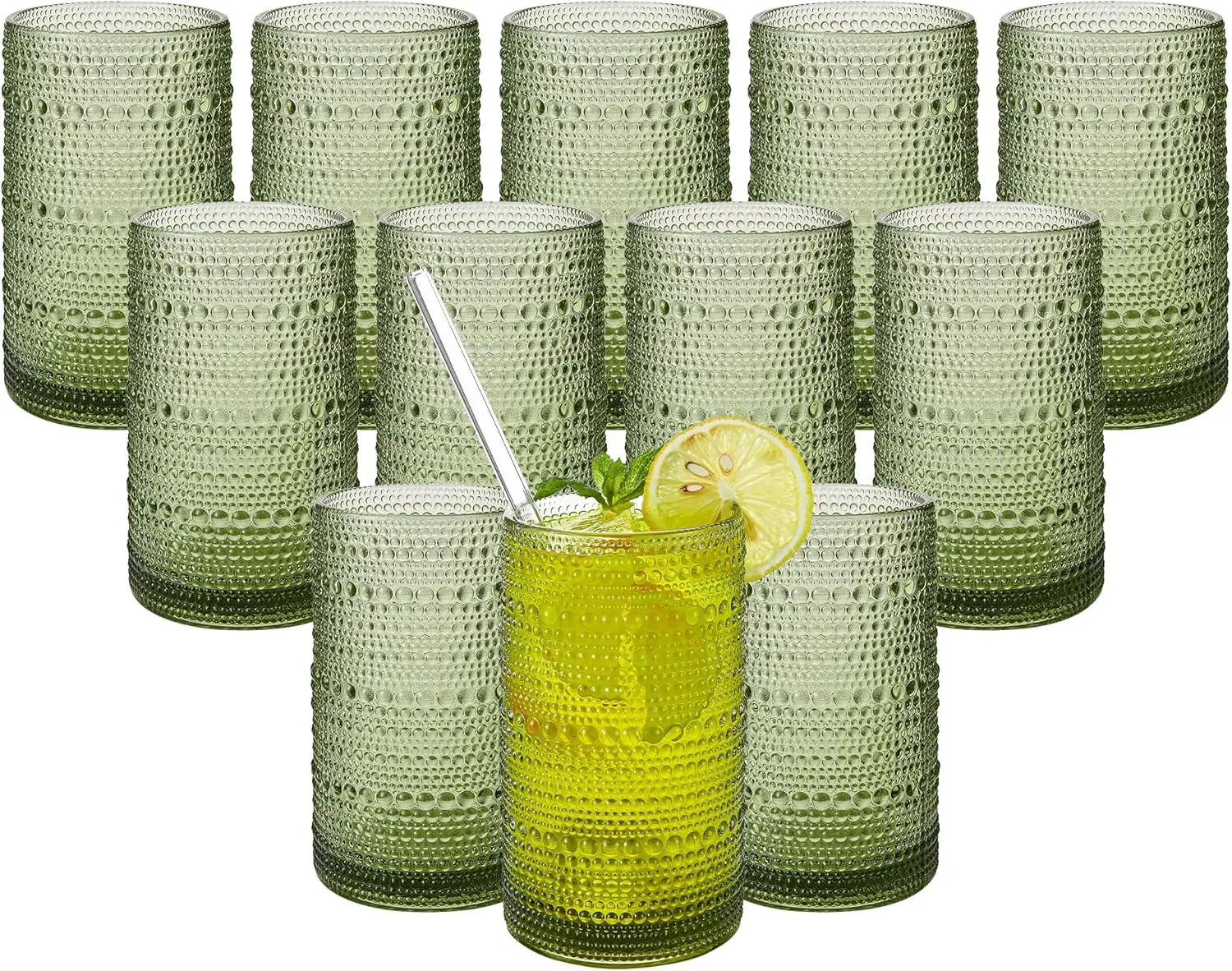 Vintage Hobnail Drinking Glasses Set of 12, 16 oz Large Capacity Green Tumblers for Water, Cocktail, Beer
Vintage Hobnail Drinking Glasses Set of 12, 16 oz Large Capacity Green Tumblers for Water, Cocktail, Beer