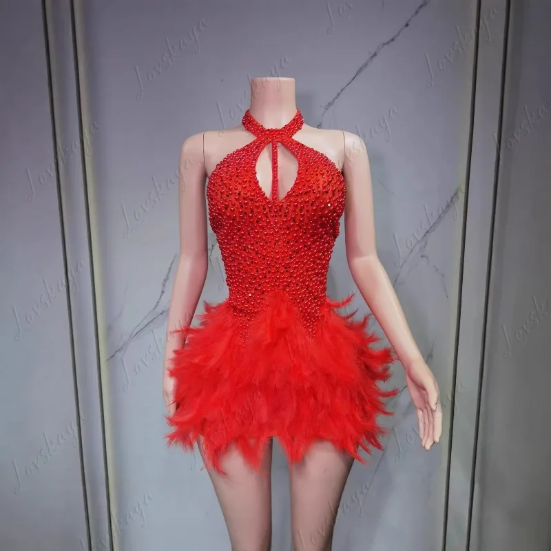 Christmas White Rhinestone Feather Gown Women Singer Concert Strapless Wrap Chest Dress
Christmas White Rhinestone Feather Gown Women Singer Concert Strapless Wrap Chest Dress