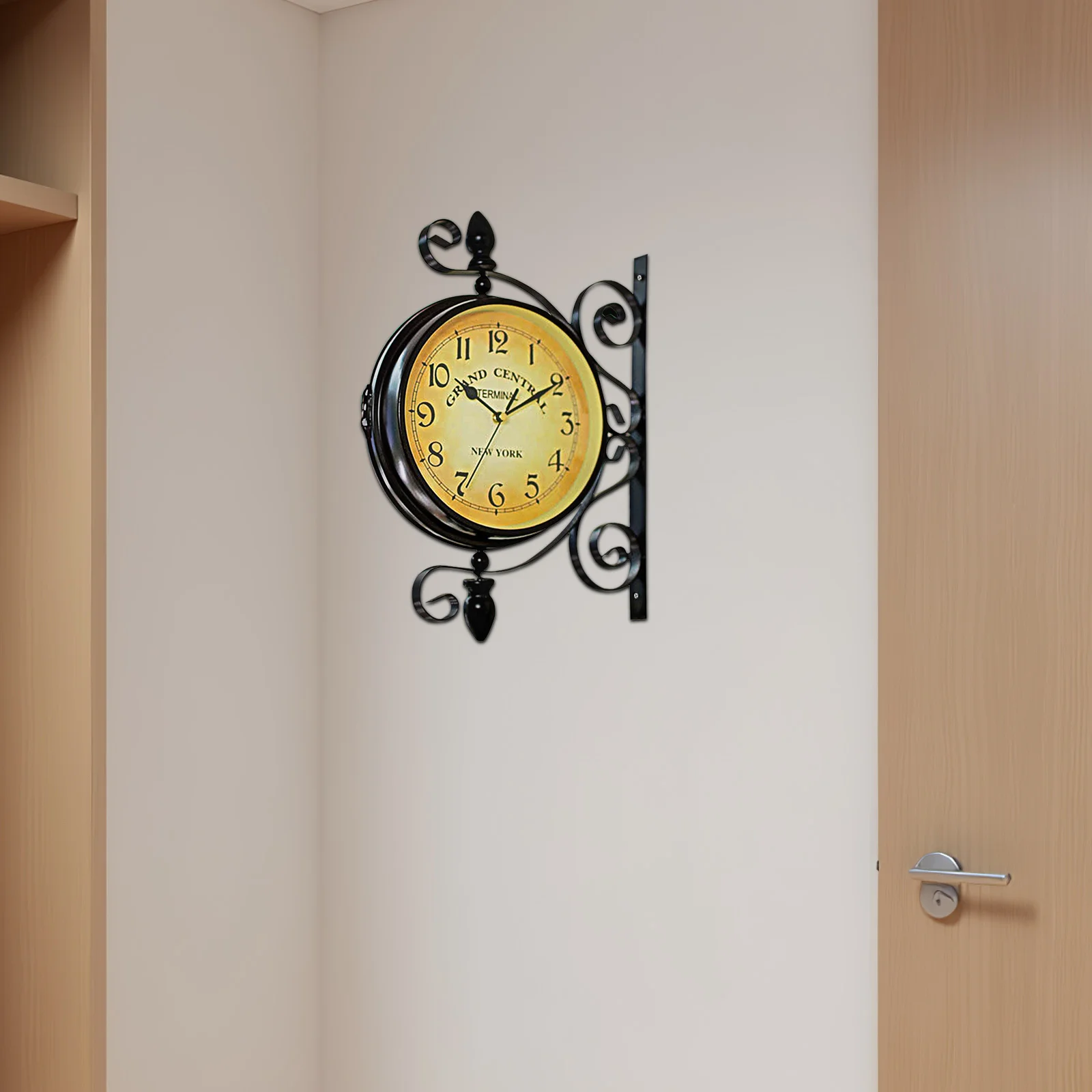 Double Sided Clock Vintage Iron Metal Frame Silent Non Ticking 360 Degree Rotating Retro Wall Clock Decorative
Double Sided Clock Vintage Iron Metal Frame Silent Non Ticking 360 Degree Rotating Retro Wall Clock Decorative