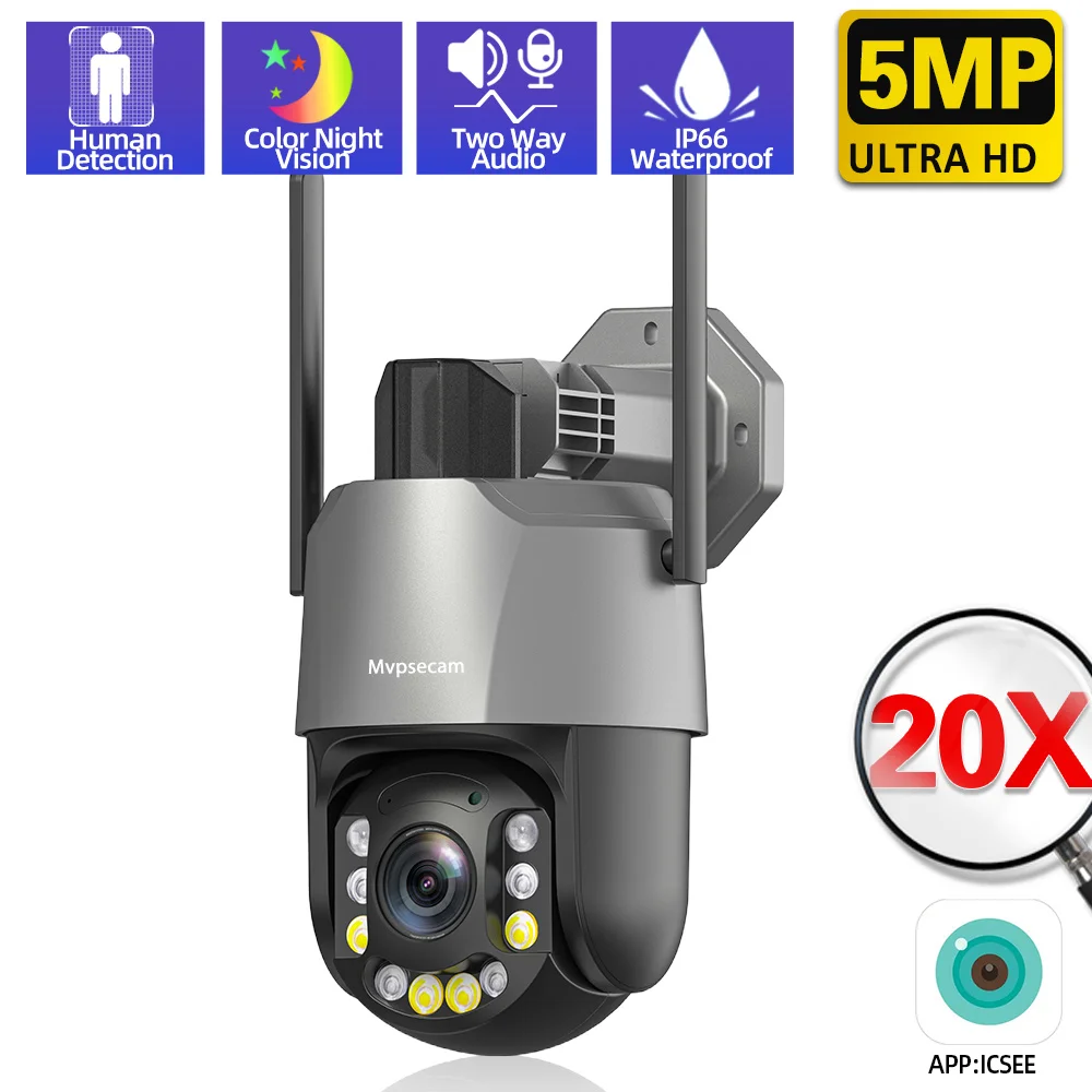 WiFi PTZ Security Camera 5MP 20X 10X Optical Zoom Wireless CCTV Camera Outdoor Video Surveillance Camera Smart Human Detection
WiFi PTZ Security Camera 5MP 20X 10X Optical Zoom Wireless CCTV Camera Outdoor Video Surveillance Camera Smart Human Detection