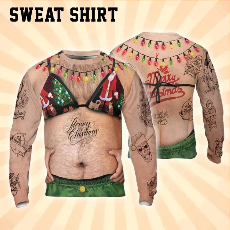 3D Print Ugly Christmas Sweatshirts For Men Women Santa Claus Pattern Long Sleeves Casual Festival Loose Pullover O-Neck Hoodies
3D Print Ugly Christmas Sweatshirts For Men Women Santa Claus Pattern Long Sleeves Casual Festival Loose Pullover O-Neck Hoodies