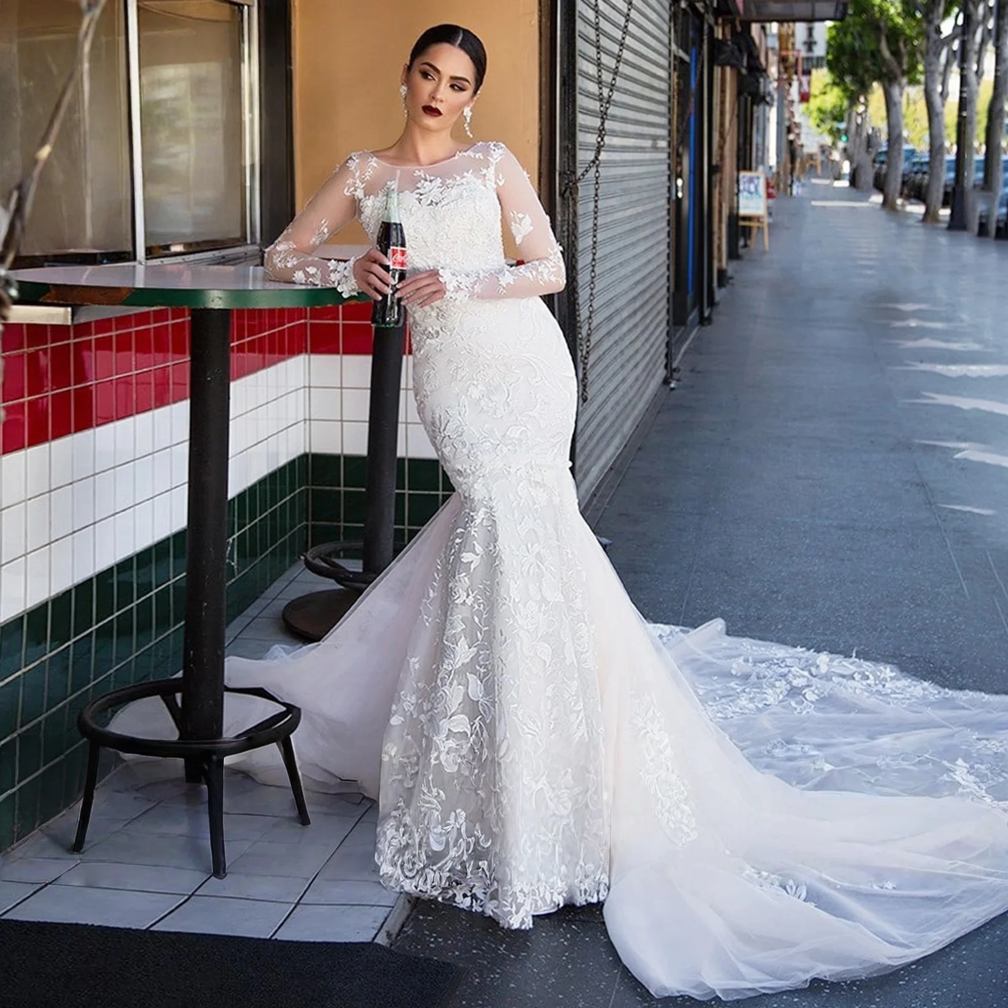 Boho Lace Wedding Dresses Mermaid Long Sleeves Muslim Bridal Gown Saudi Arabic Dubai Islamic Vestido De Noiva Customized
Boho Lace Wedding Dresses Mermaid Long Sleeves Muslim Bridal Gown Saudi Arabic Dubai Islamic Vestido De Noiva Customized