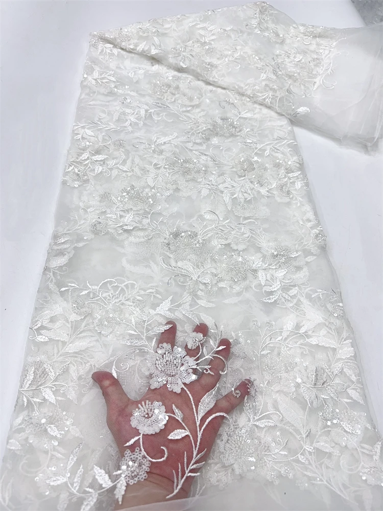 Luxury Hand Beaded Lace Fabric Bridal Fabric High-end Wedding Fabrics French Nigerian Sequins Embroidered on Tulle 5 Yards FJ
Luxury Hand Beaded Lace Fabric Bridal Fabric High-end Wedding Fabrics French Nigerian Sequins Embroidered on Tulle 5 Yards FJ