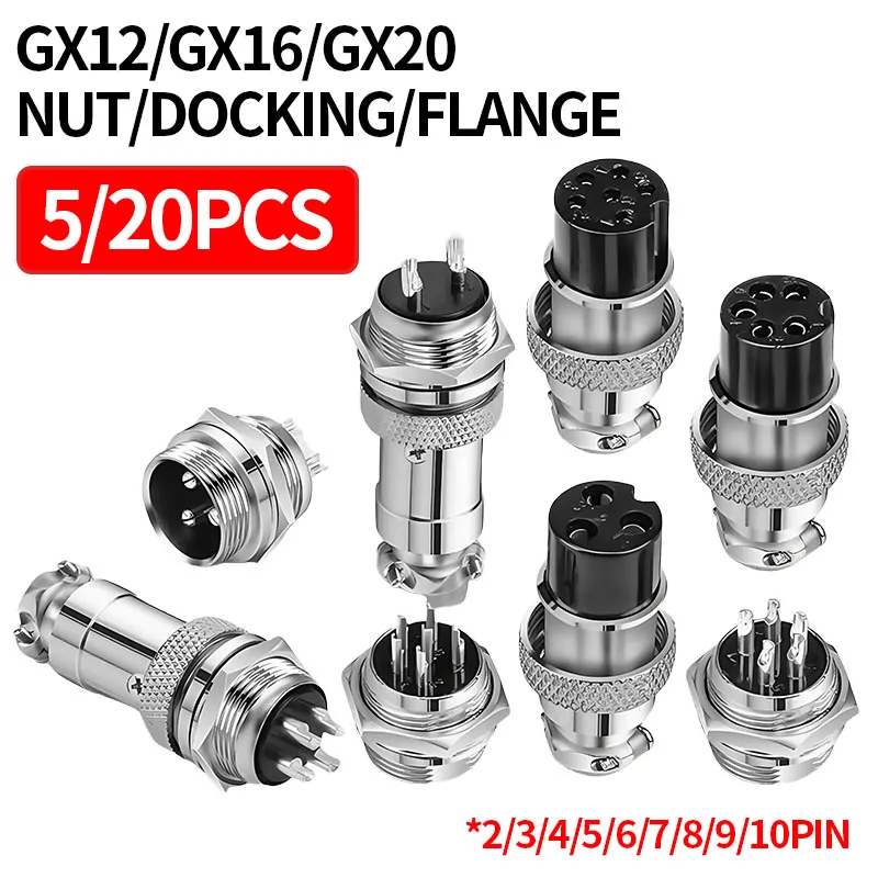 5 шт. GX12 GX16 GX20 2 3 4 5 6 7 8 9 10 12 14 15-контактный стыковочный разъем авиационной вилки, круглый разъем
5 шт. GX12 GX16 GX20 2 3 4 5 6 7 8 9 10 12 14 15-контактный стыковочный разъем авиационной вилки, круглый разъем