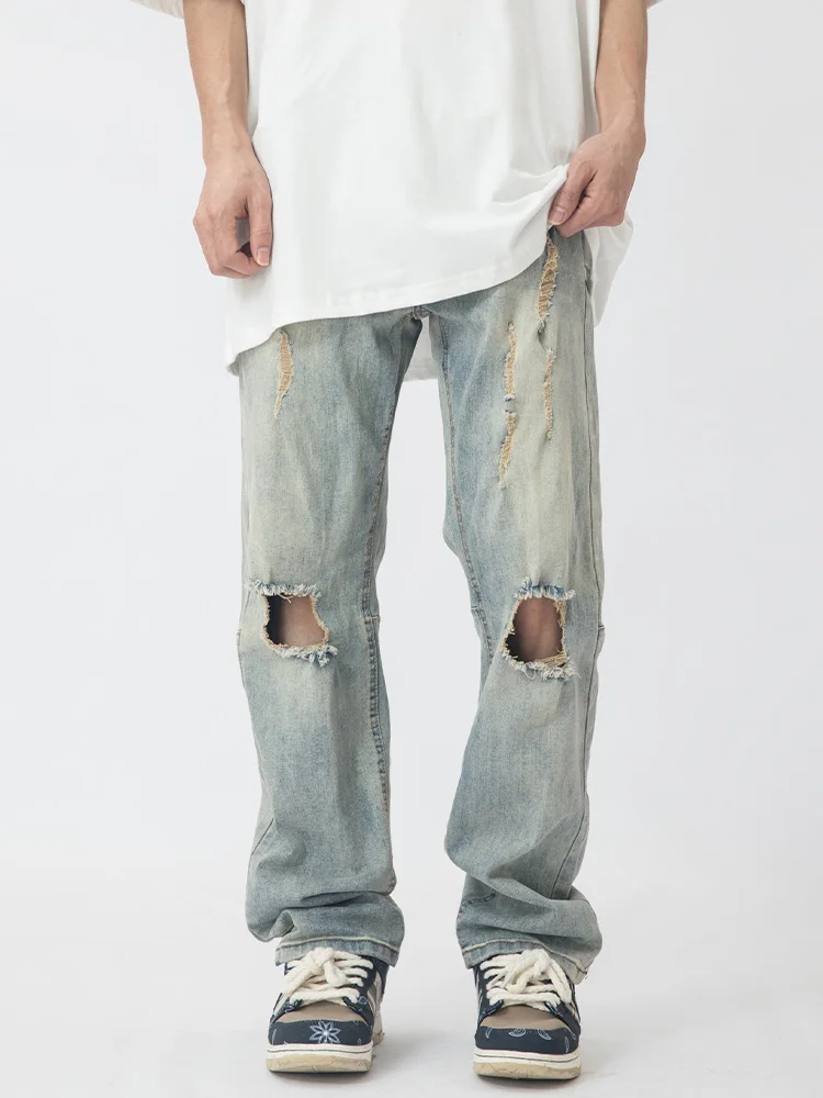 Strangerlab American Sle Heavyweight Bla Hole Ripped Jeans Мужские свободные прямые брюки High Street Vibe Повседневные прямые брюки ...
Strangerlab American Sle Heavyweight Bla Hole Ripped Jeans Мужские свободные прямые брюки High Street Vibe Повседневные прямые брюки ...