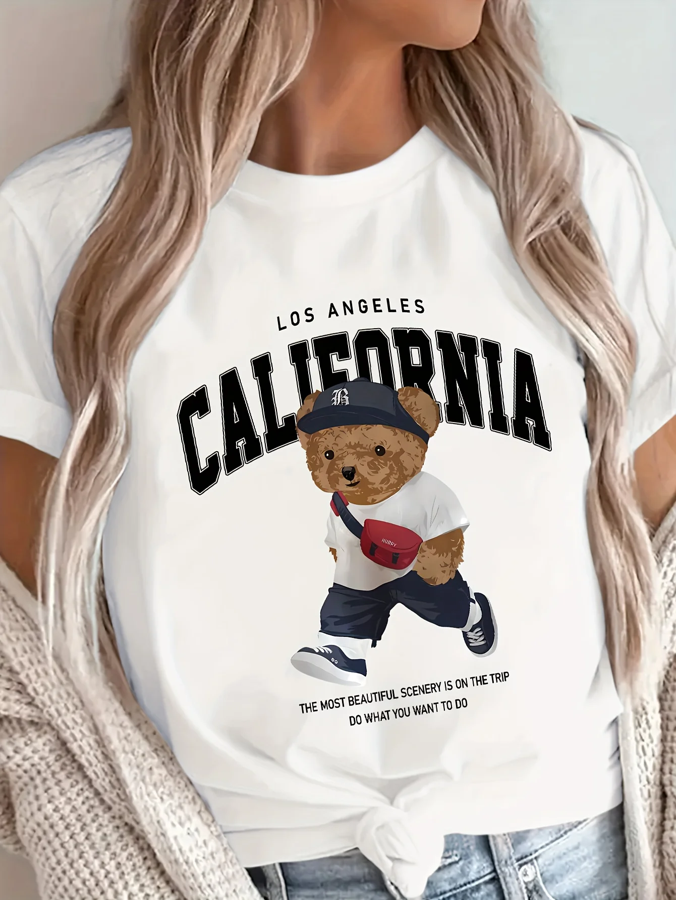 Футболка с принтом медведя и букв, повседневная футболка с круглым вырезом и короткими рукавами, женская одежда больших размеров, топ y2k, женская футболка
Футболка с принтом медведя и букв, повседневная футболка с круглым вырезом и короткими рукавами, женская одежда больших размеров, топ y2k, женская футболка