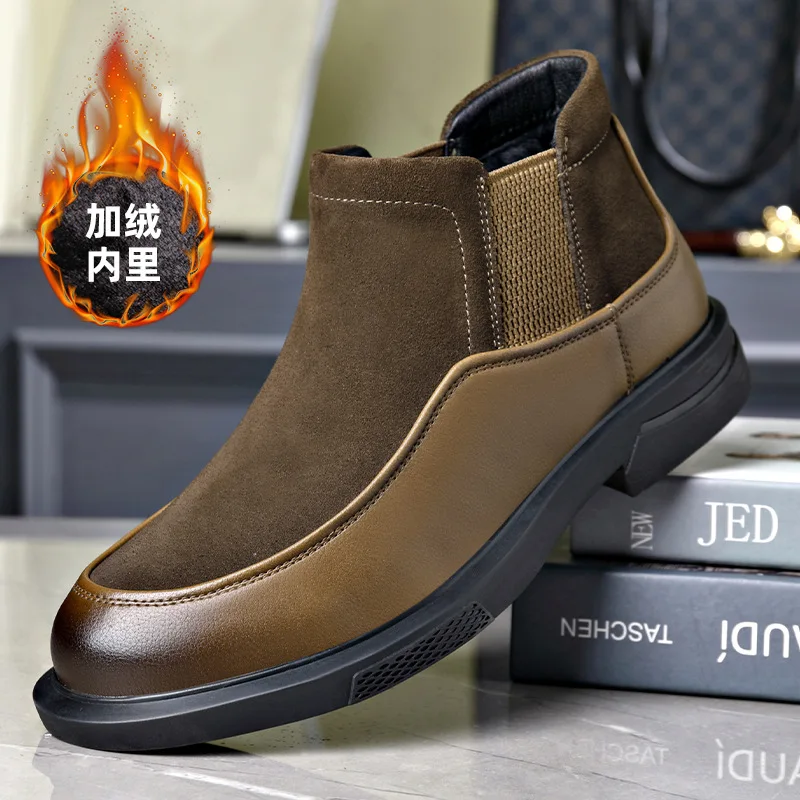 Модные мужские ботинки из натуральной замши, кожаные повседневные ботинки с острым носком, теплые короткие ботинки челси с плюшевой подкладкой
Модные мужские ботинки из натуральной замши, кожаные повседневные ботинки с острым носком, теплые короткие ботинки челси с плюшевой подкладкой