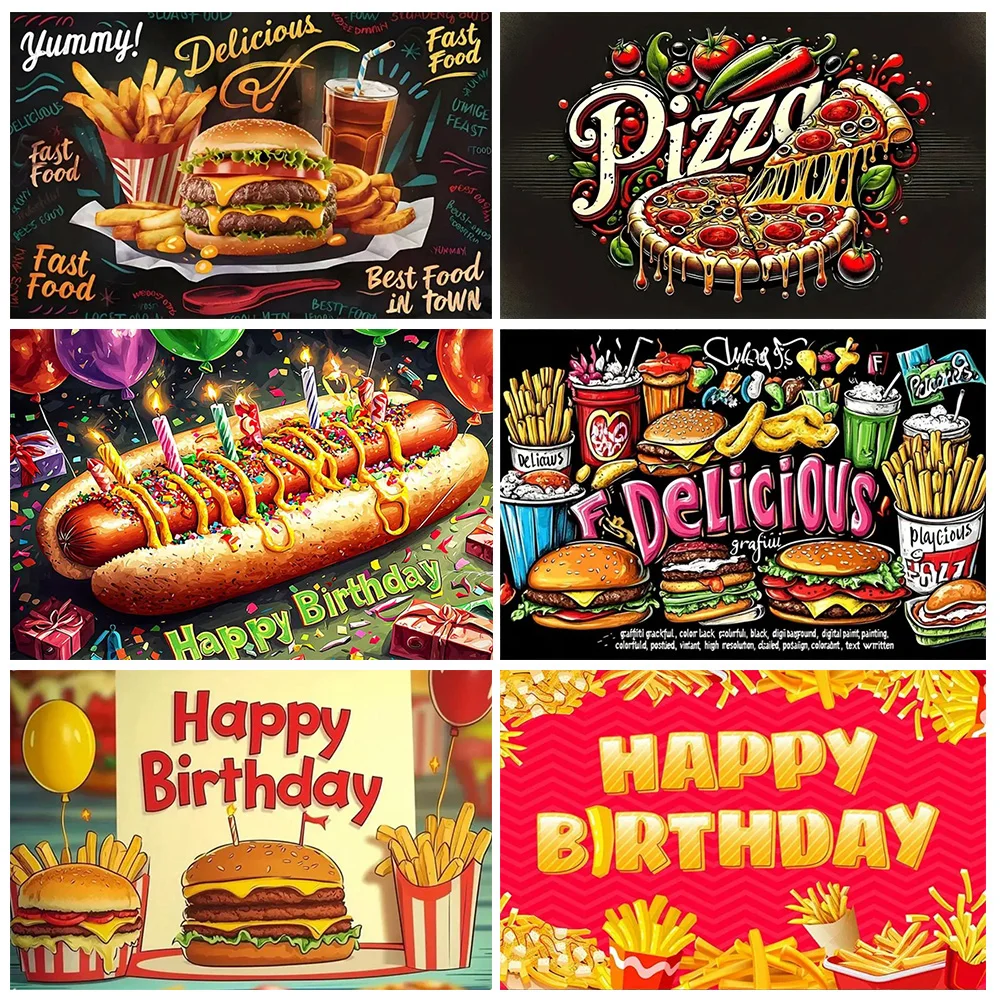 Quick Food Theme Birthday Party Decoration Hamburger French Fries Pizza Background Banner Photography Backdrop Supplies Kid Gift
Quick Food Theme Birthday Party Decoration Hamburger French Fries Pizza Background Banner Photography Backdrop Supplies Kid Gift