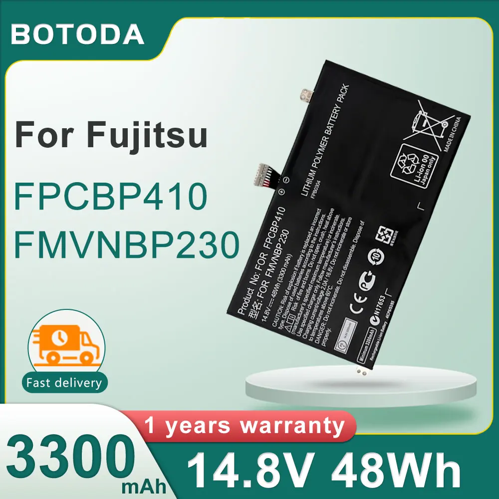 BOTODA FPCBP410 FMVNBP230 14.8V 48Wh 3300mAh computer laptop battery for Fujitsu Lifebook UH554 UH574 series FPB0304
BOTODA FPCBP410 FMVNBP230 14.8V 48Wh 3300mAh computer laptop battery for Fujitsu Lifebook UH554 UH574 series FPB0304