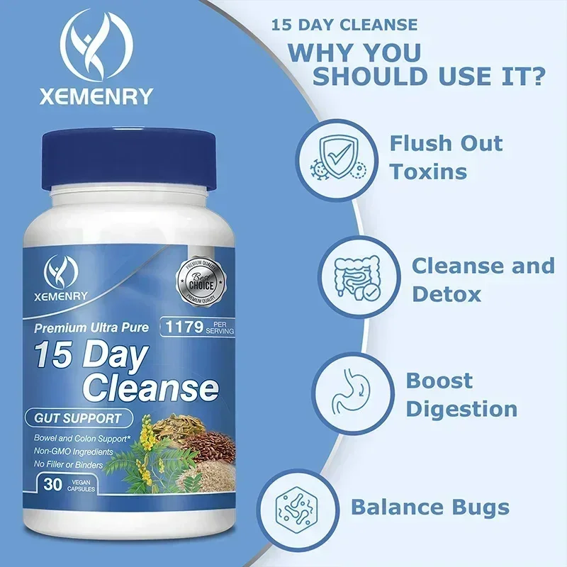 15-Day Cleansing Capsules - Supports Gut Health, Improves Digestion, Metabolism, Intestinal Cleaning and Detox Supplement
15-Day Cleansing Capsules - Supports Gut Health, Improves Digestion, Metabolism, Intestinal Cleaning and Detox Supplement