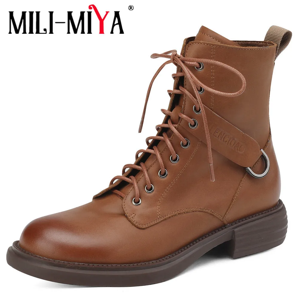 MILI-MIYA New Arrival Women Full Genuine Leather Ankle Boots Round Toe Comfortable Low Thick Heels Solid Color Handmade For Lady
MILI-MIYA New Arrival Women Full Genuine Leather Ankle Boots Round Toe Comfortable Low Thick Heels Solid Color Handmade For Lady