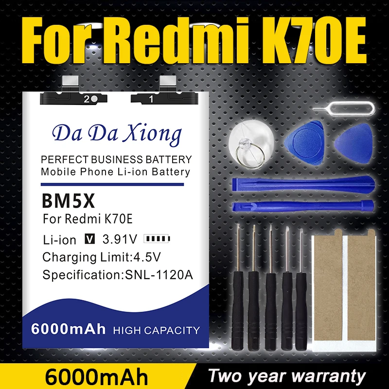6000mAh BM5X Battery For Xiaomi mi Redmi K70E 2311DRK48C + Tools
6000mAh BM5X Battery For Xiaomi mi Redmi K70E 2311DRK48C + Tools