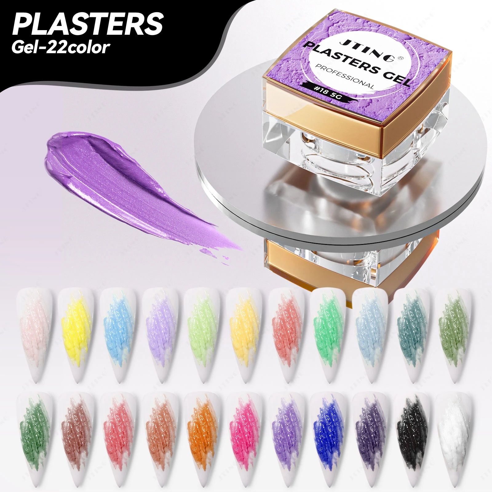 JTING 3D Nail Art Gypsum Plaster Gel Polish 22colors Set Unique 4D 5D Effect Gypsum Painting Plaster Gel in Jars
JTING 3D Nail Art Gypsum Plaster Gel Polish 22colors Set Unique 4D 5D Effect Gypsum Painting Plaster Gel in Jars