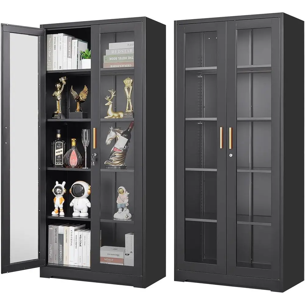 Sturdy Metal Curio Cabinet with Lockable Tempered Glass, Adjustable Shelves for Living Room, School, and Commercial Use, Black,
Sturdy Metal Curio Cabinet with Lockable Tempered Glass, Adjustable Shelves for Living Room, School, and Commercial Use, Black,