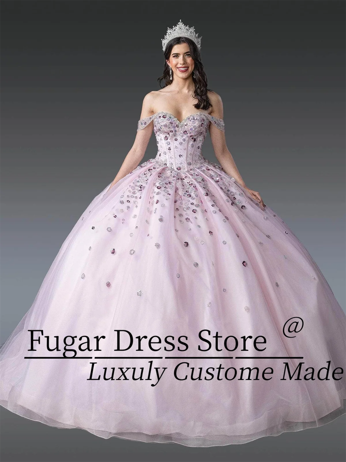 Платье Quinceanera с открытыми плечами по индивидуальному заказу, блестящая плиссированная юбка с цветочными пайетками и бисером, платье со шнуровкой сзади, Vestidos De Novias
Платье Quinceanera с открытыми плечами по индивидуальному заказу, блестящая плиссированная юбка с цветочными пайетками и бисером, платье со шнуровкой сзади, Vestidos De Novias