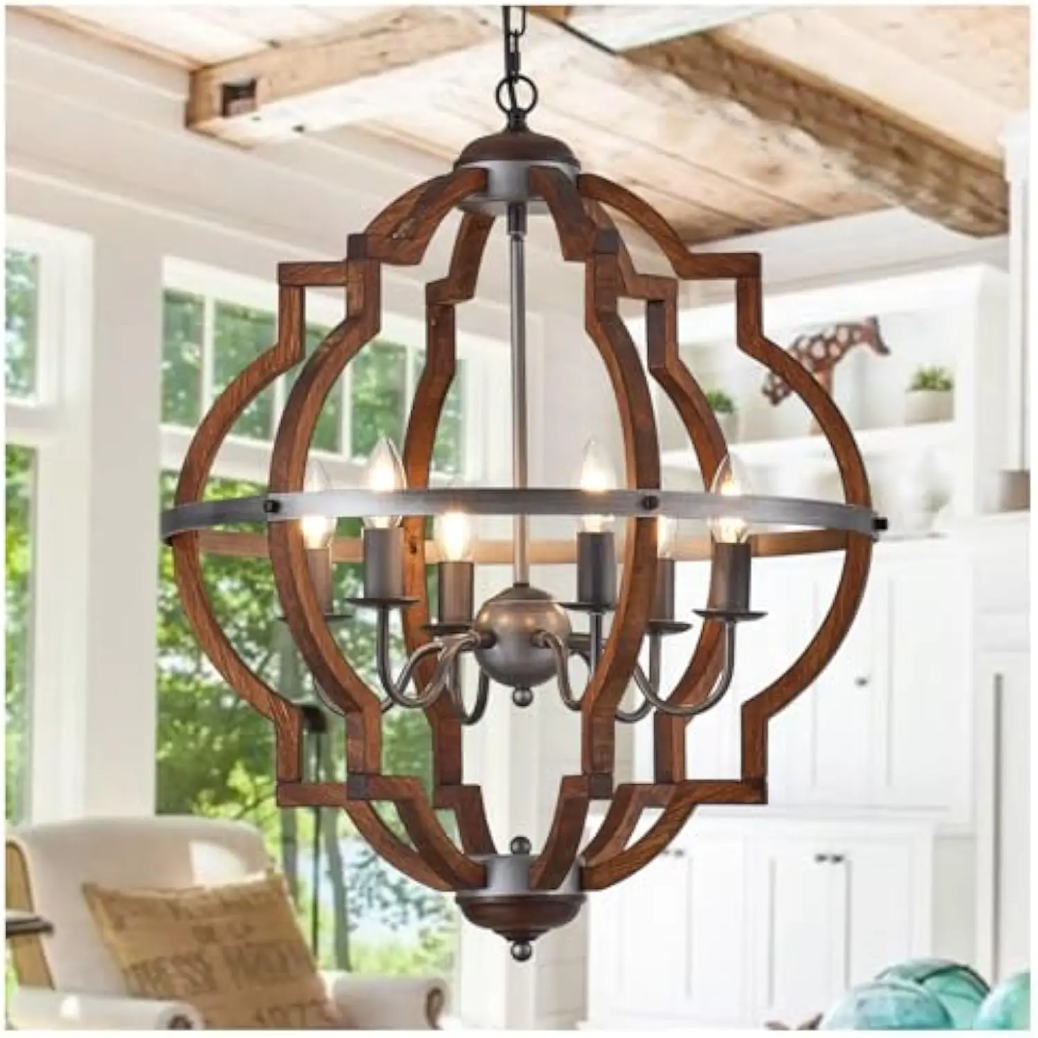 23.6 Wood Chandelier Light Fixture Antique Farmhouse Caged Candle Style Ord Chandeliers Industrial Rustic 6-Lights Wooden Chand
23.6 Wood Chandelier Light Fixture Antique Farmhouse Caged Candle Style Ord Chandeliers Industrial Rustic 6-Lights Wooden Chand