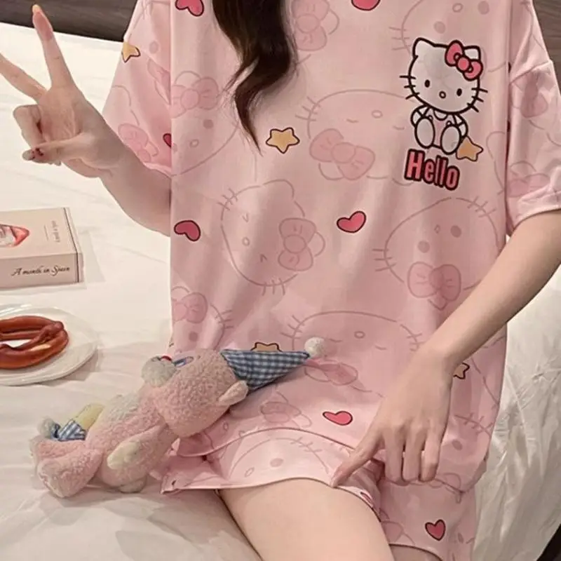 Hello Kitty High Quality with Chest Pad Pajamas 2Pcs Sanrio Girl Short Sleeves Shorts Hot Summer Student Outfit Home Clothes
Hello Kitty High Quality with Chest Pad Pajamas 2Pcs Sanrio Girl Short Sleeves Shorts Hot Summer Student Outfit Home Clothes