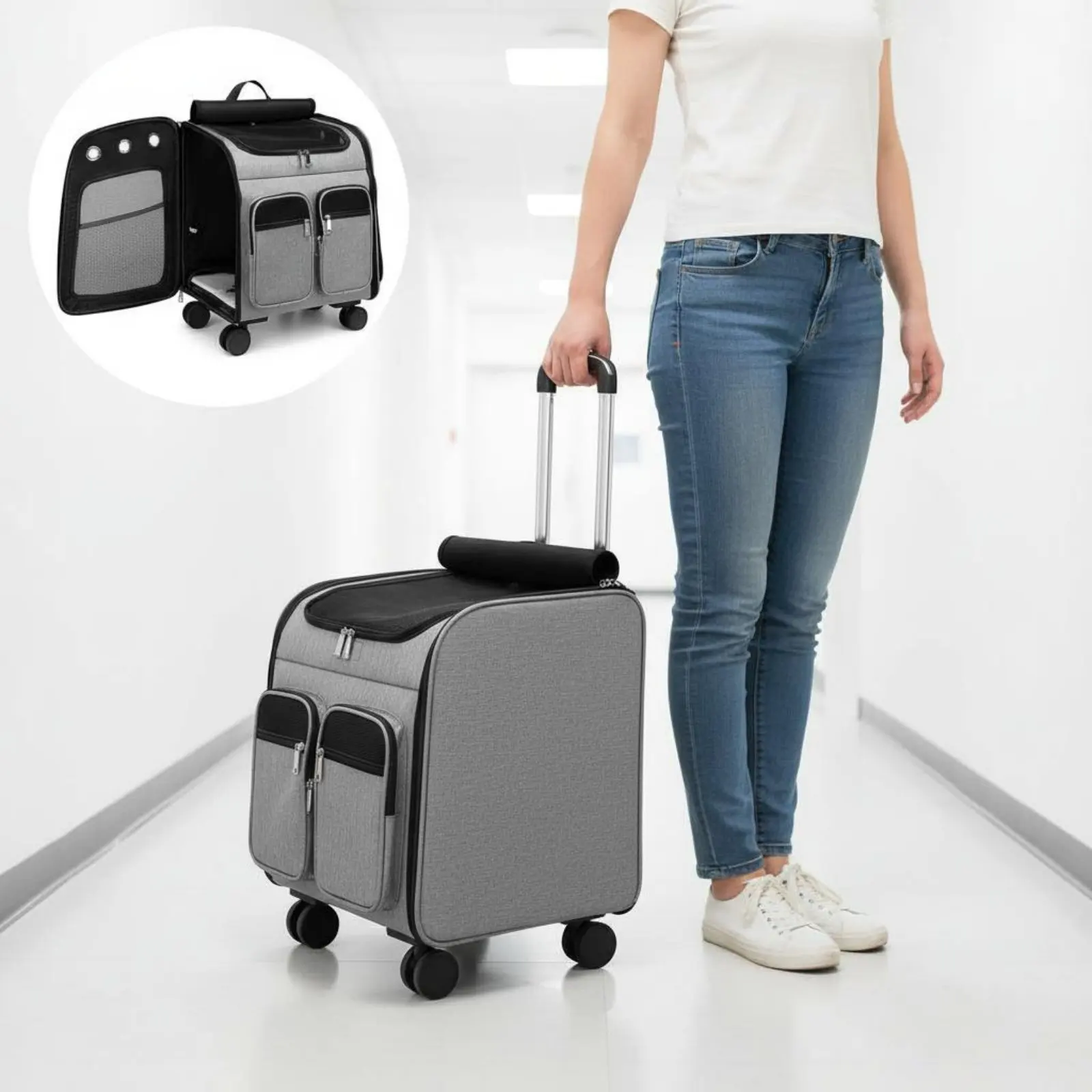 Foldable Rolling Pet Backpack Large Space Feline Backpack Carrier Trolley Feline Bag Lightweight Pet Trolley Bag Water-Resistant
Foldable Rolling Pet Backpack Large Space Feline Backpack Carrier Trolley Feline Bag Lightweight Pet Trolley Bag Water-Resistant
