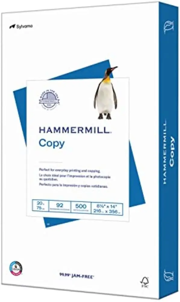 Printer Paper 20 lb, 8.5 x 14 Legal Size Copy Paper, 500 Sheets Ream, 92 Bright White, Jam-Free
Printer Paper 20 lb, 8.5 x 14 Legal Size Copy Paper, 500 Sheets Ream, 92 Bright White, Jam-Free