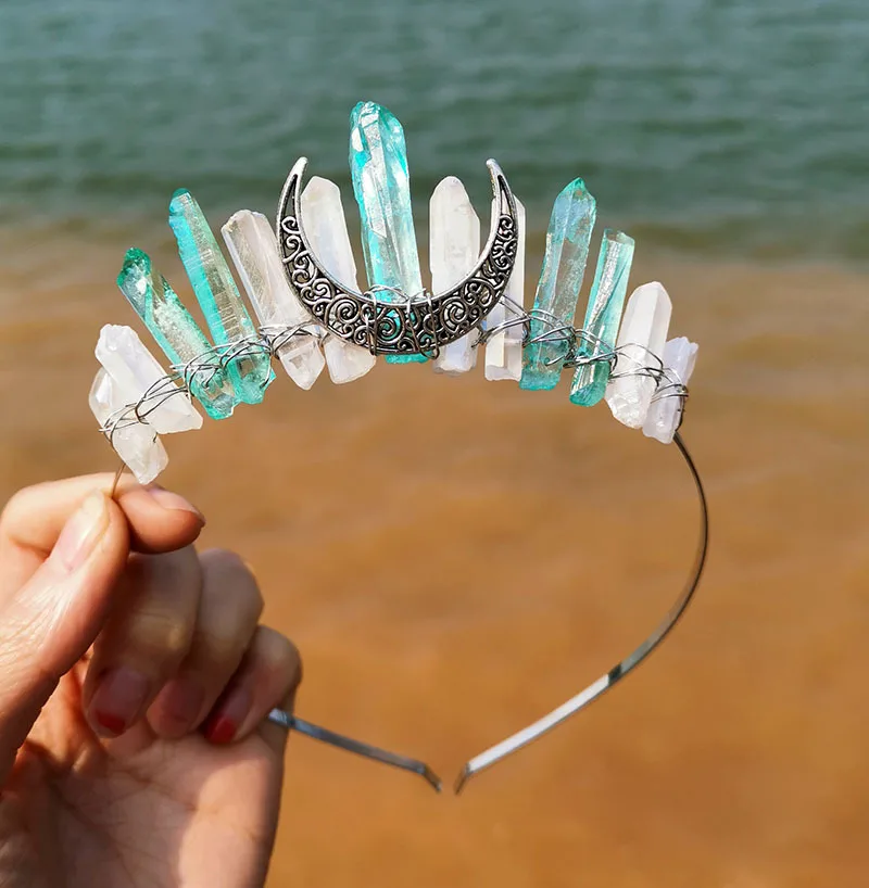 Natural Crystal Wedding Bridal Jewelry Tiara Crescent Moon Ancient Handmade Crown Witch Hair Accessories
Natural Crystal Wedding Bridal Jewelry Tiara Crescent Moon Ancient Handmade Crown Witch Hair Accessories