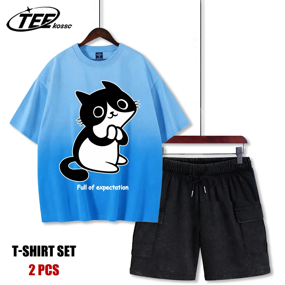 Мужской комплект: футболка с принтом «Молоко и милый кот» в стиле тай-дай и спортивные шорты. Повседневная одежда в стиле хип-хоп, универсальный хлопковый комплект.
Мужской комплект: футболка с принтом «Молоко и милый кот» в стиле тай-дай и спортивные шорты. Повседневная одежда в стиле хип-хоп, универсальный хлопковый комплект.