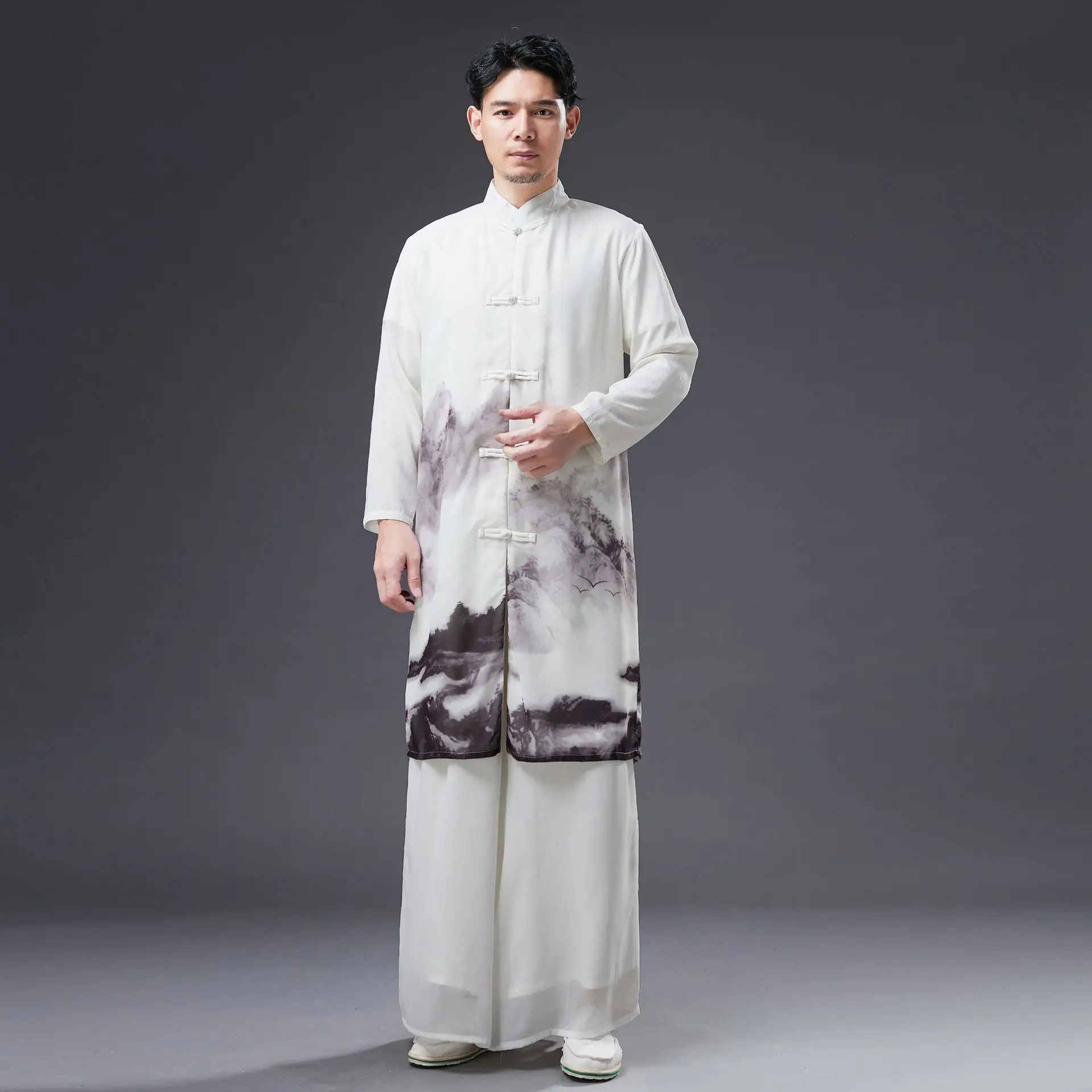 New Men's Landscape Double-Layer Cardigan Ethnic Style Casual Thin Chinese Style Stand Collar Cardigan Mid-Length Coat
New Men's Landscape Double-Layer Cardigan Ethnic Style Casual Thin Chinese Style Stand Collar Cardigan Mid-Length Coat