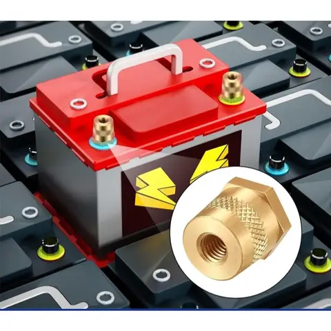1 Pair Battery Pole Adapter Brass Battery Terminal Connector Thread Positive Negative Battery Post Connector Terminal Adapter