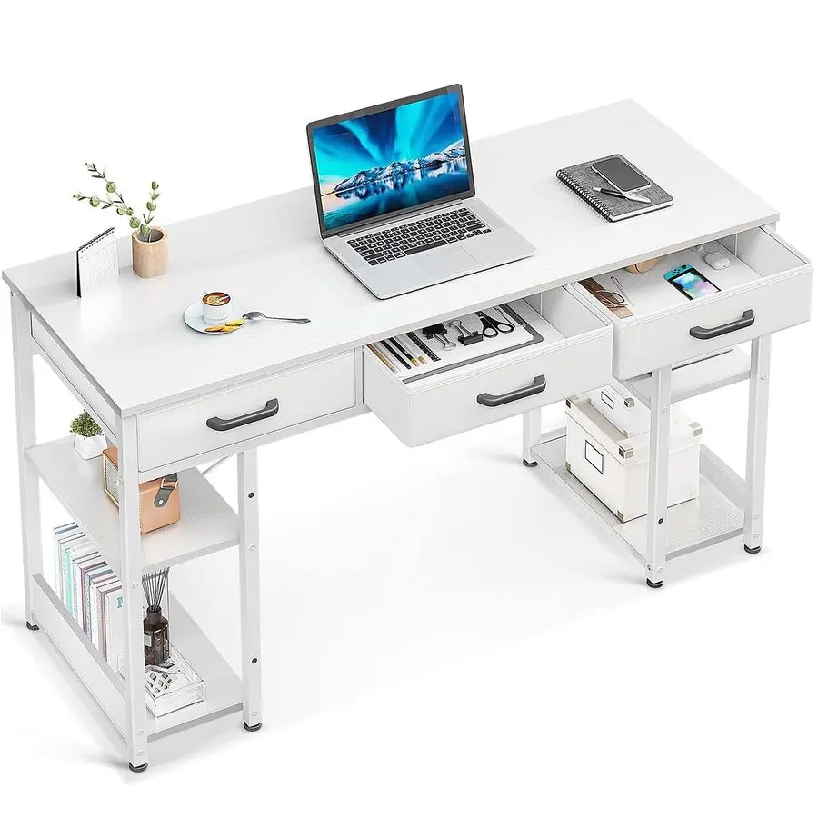 Office Small Computer Desk Home Table with Fabric Drawers Storage Shelves, Modern Writing Desk, White, 48 x16
Office Small Computer Desk Home Table with Fabric Drawers Storage Shelves, Modern Writing Desk, White, 48 x16