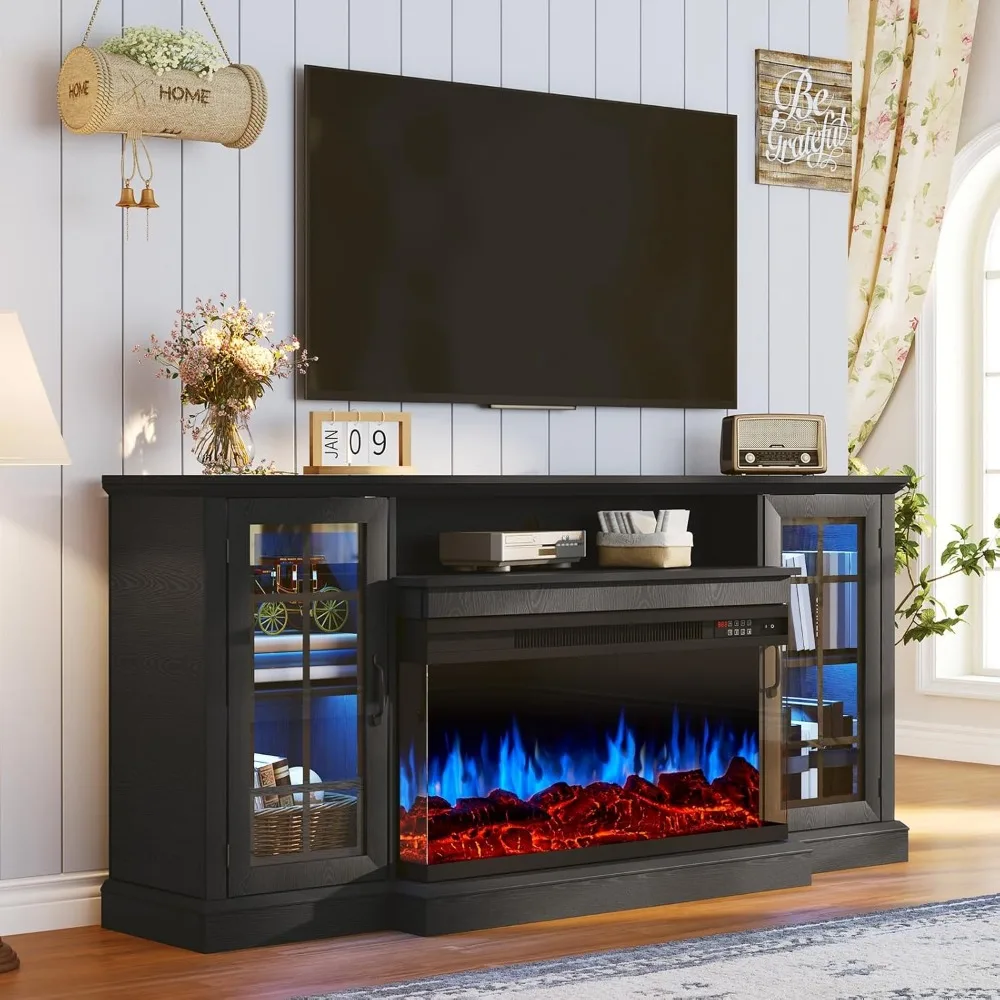 70" Rustic TV Stand with 3-Sided Glass Fireplace, Media Console with Glass Door Storage Fits TVs Up to 80 Inch
70" Rustic TV Stand with 3-Sided Glass Fireplace, Media Console with Glass Door Storage Fits TVs Up to 80 Inch