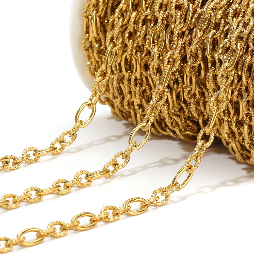1-метровая золотая цепочка с тиснением из нержавеющей стали 3:1 O Link Rolo Cable, массивная цепочка для DIY, модное ожерелье, браслет, изготовление ювелирных изделий
1-метровая золотая цепочка с тиснением из нержавеющей стали 3:1 O Link Rolo Cable, массивная цепочка для DIY, модное ожерелье, браслет, изготовление ювелирных изделий