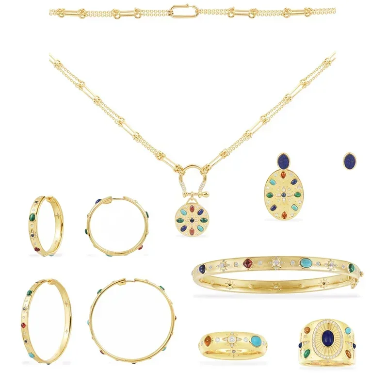 Xomm стерлингового серебра 925 пробы, золотое разноцветное кольцо со звездой и солнцем, серьги, браслет, ожерелье, женские богемные классические вечерние украшения
Xomm стерлингового серебра 925 пробы, золотое разноцветное кольцо со звездой и солнцем, серьги, браслет, ожерелье, женские богемные классические вечерние украшения