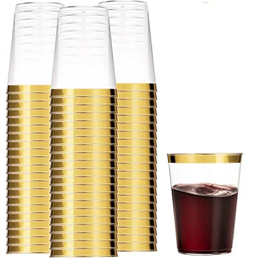 100 Gold Plastic Cups 14 Oz Clear Tumblers Gold Rimmed Fancy Disposable Wedding Elegant Party Cups with Gold Rim
100 Gold Plastic Cups 14 Oz Clear Tumblers Gold Rimmed Fancy Disposable Wedding Elegant Party Cups with Gold Rim