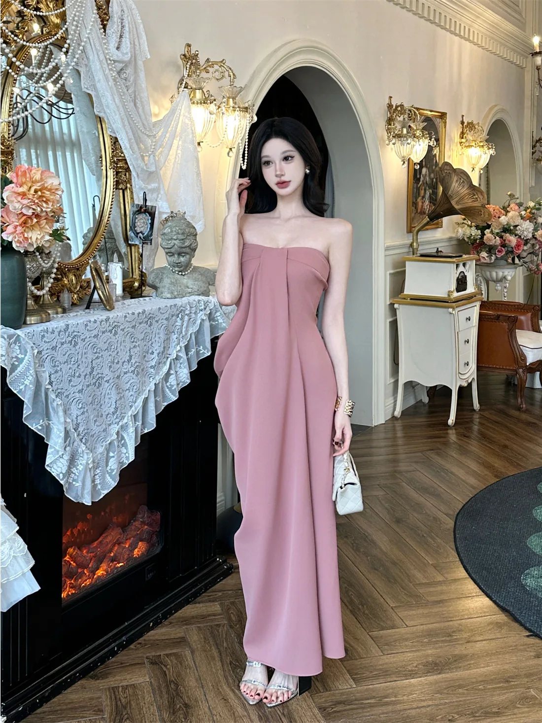 Elegant Long Evening Dress Women's Casual Bridesmaid Gown with Sashes Folded over One Shoulder Slimming Slim Fit Cocktail Dress
Elegant Long Evening Dress Women's Casual Bridesmaid Gown with Sashes Folded over One Shoulder Slimming Slim Fit Cocktail Dress