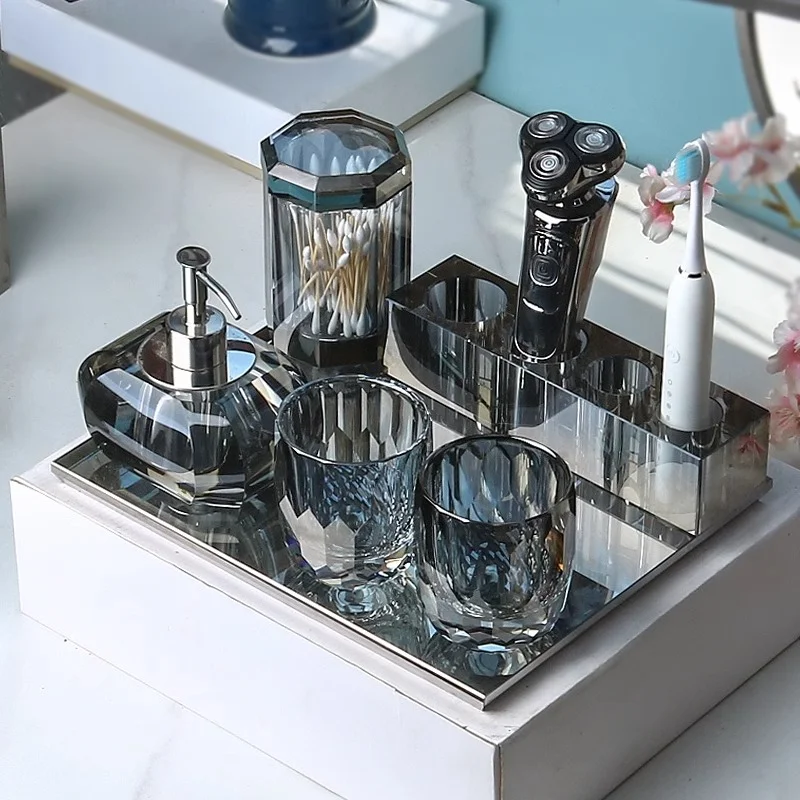 Хрустальное стекло, электрическая полка для зубных щеток, вилла, ванная комната, столешница, светильник, роскошный набор для хранения, поднос для чашки для полоскания рта 
Хрустальное стекло, электрическая полка для зубных щеток, вилла, ванная комната, столешница, светильник, роскошный набор для хранения, поднос для чашки для полоскания рта