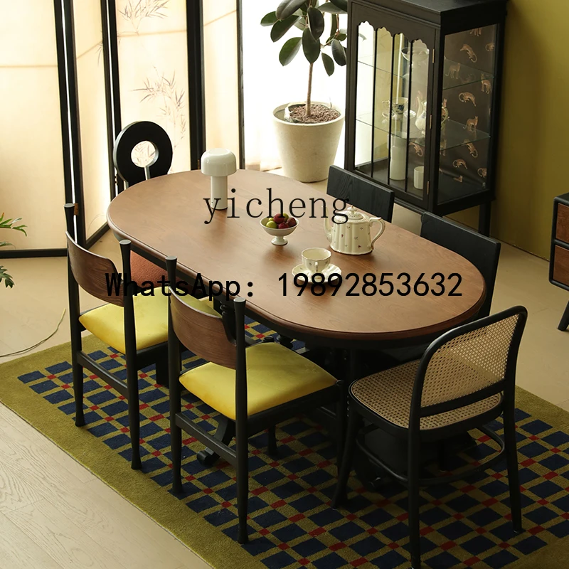 solid wood dining table small apartment dining table rectangular oval retro light French home
solid wood dining table small apartment dining table rectangular oval retro light French home