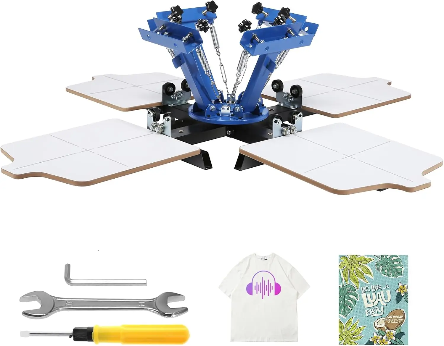 Screen Printing Machine, 4 Color 4 Station 360° Rotatable Silk Screen Press, 21.2x17.7in Double-Layer Pallet for DIY T-Shirt
Screen Printing Machine, 4 Color 4 Station 360° Rotatable Silk Screen Press, 21.2x17.7in Double-Layer Pallet for DIY T-Shirt