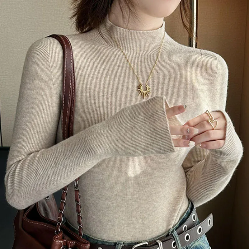 Knitted Sweater Women Pullovers Fashion Black Mock Neck Knit Sweater Pullover Women Tops Slim Long Sleeve Sueters De Mujer Q2083
Knitted Sweater Women Pullovers Fashion Black Mock Neck Knit Sweater Pullover Women Tops Slim Long Sleeve Sueters De Mujer Q2083