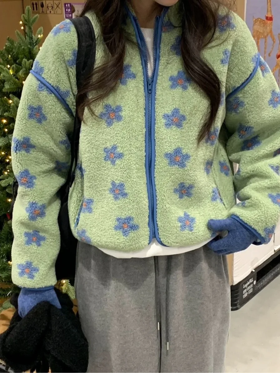 Retro Sweet Color Blo Flower Print Furry Zipper Cotton Jaet Women's Winter Loose Long Sve Warm Outerwear
Retro Sweet Color Blo Flower Print Furry Zipper Cotton Jaet Women's Winter Loose Long Sve Warm Outerwear