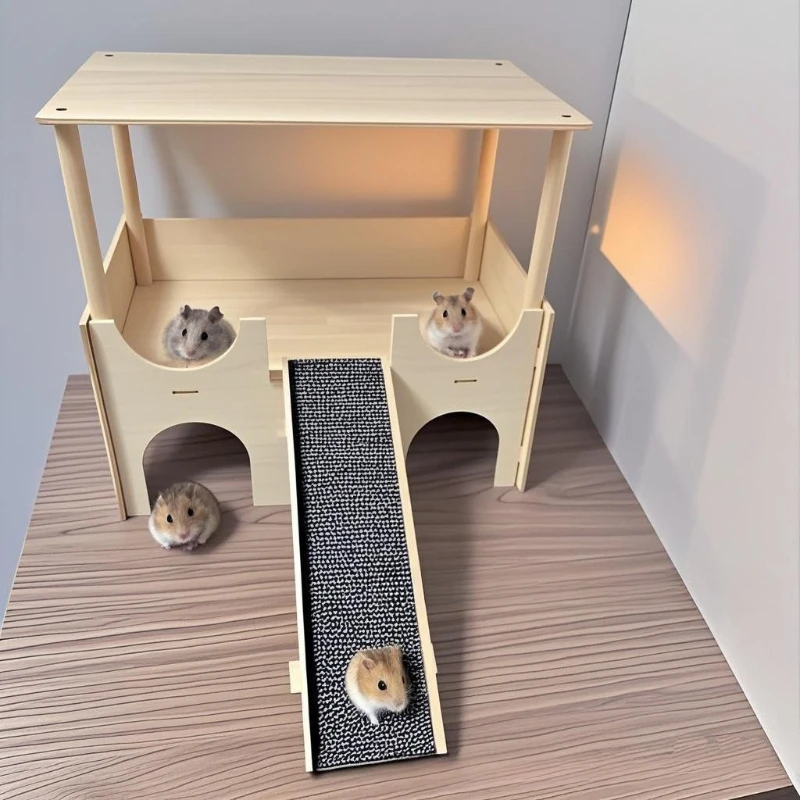 Wooden Hamster Cage Removable Golden Hamster House with Climbing Ramp Luxury Multifunctional Cage Small Animal Hideout Room
Wooden Hamster Cage Removable Golden Hamster House with Climbing Ramp Luxury Multifunctional Cage Small Animal Hideout Room