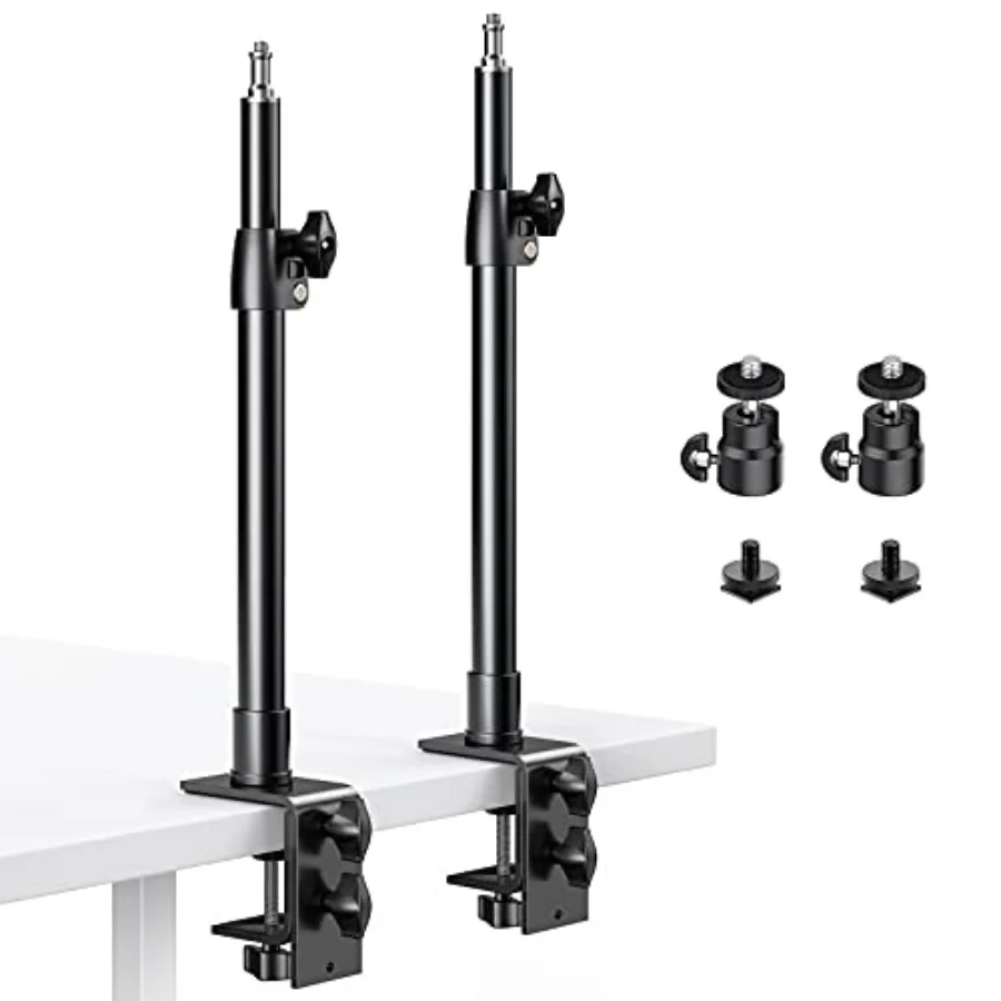 2-Pack Camera Desk Mount Stand with 1/4" Ball Head and Cold Shoe Mount Adapter, 12.9-22" Tabletop Mounts Stand, Adjustable Alum
2-Pack Camera Desk Mount Stand with 1/4" Ball Head and Cold Shoe Mount Adapter, 12.9-22" Tabletop Mounts Stand, Adjustable Alum