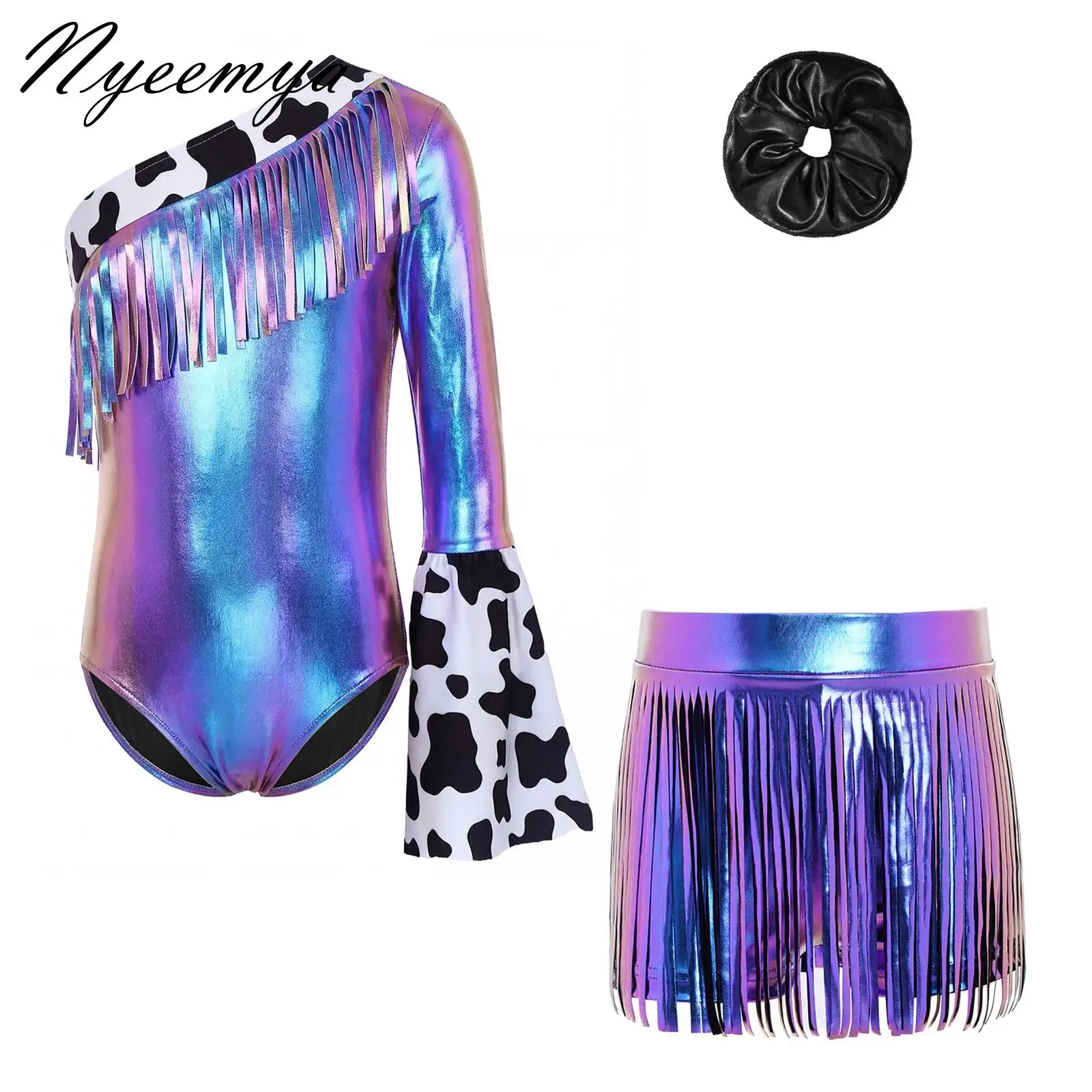 Girls Cowgirl Costume Jazz Dance Performance Outfit Metallic Shiny Cow Print Leotard Dress Halloween Carnival Cowboy Dress Up
Girls Cowgirl Costume Jazz Dance Performance Outfit Metallic Shiny Cow Print Leotard Dress Halloween Carnival Cowboy Dress Up