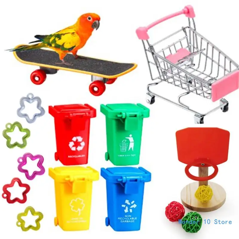 Bird Training Set Skateboard Garbage Cans Basketball Hoop Toy Mini Shopping Cart Plastic Star for Parrots Playing
Bird Training Set Skateboard Garbage Cans Basketball Hoop Toy Mini Shopping Cart Plastic Star for Parrots Playing