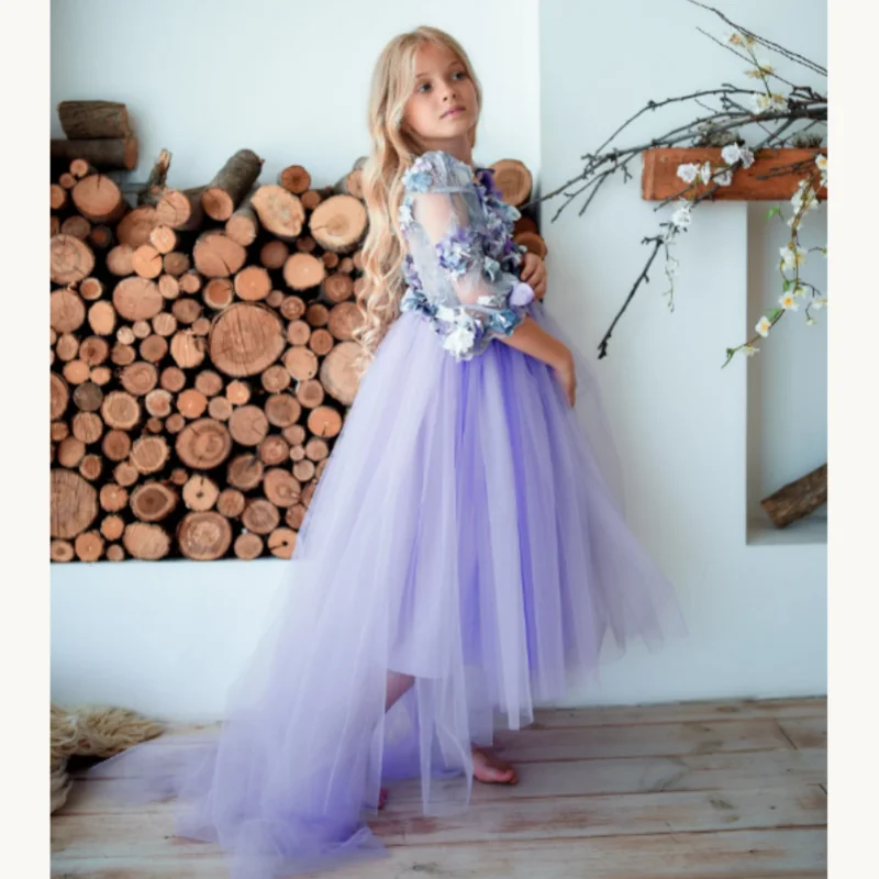 flower girl dress, lavender long train gown, sheer mesh 3/4 sleeve kids formal dress, 3d floral pageant dress
flower girl dress, lavender long train gown, sheer mesh 3/4 sleeve kids formal dress, 3d floral pageant dress