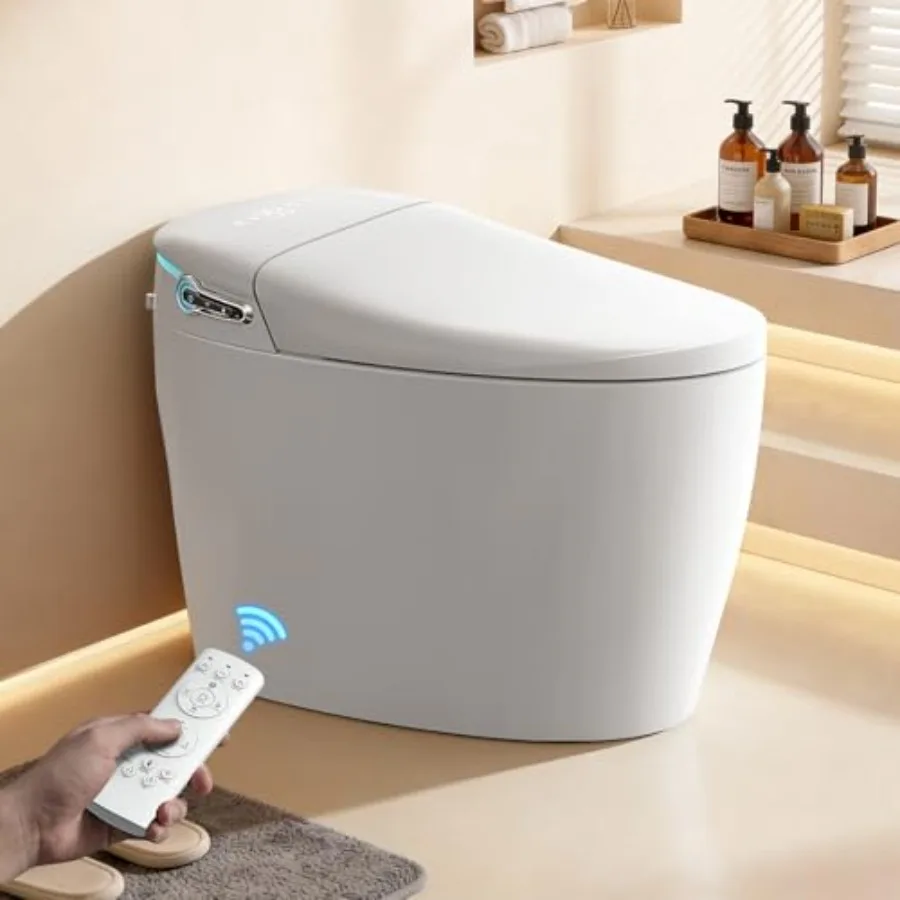 Smart toilet for home use, ceramic, white, bidet with child-friendly modes, heated seat, warm water washing, dryer, remote cont
Smart toilet for home use, ceramic, white, bidet with child-friendly modes, heated seat, warm water washing, dryer, remote cont