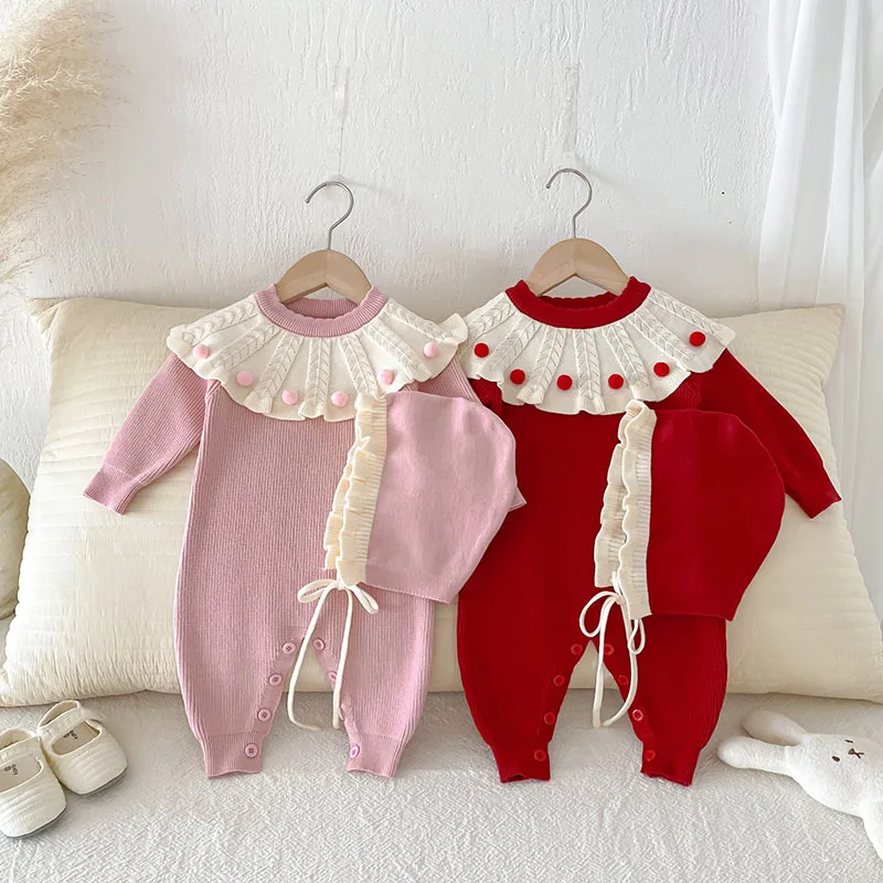 2025 New Autumn Baby Knit Rompers 6-24M Sweet Pellets Color Block Toddler Girls Jumpsuit +Hat Infant Cute Sweater 2PCS
2025 New Autumn Baby Knit Rompers 6-24M Sweet Pellets Color Block Toddler Girls Jumpsuit +Hat Infant Cute Sweater 2PCS