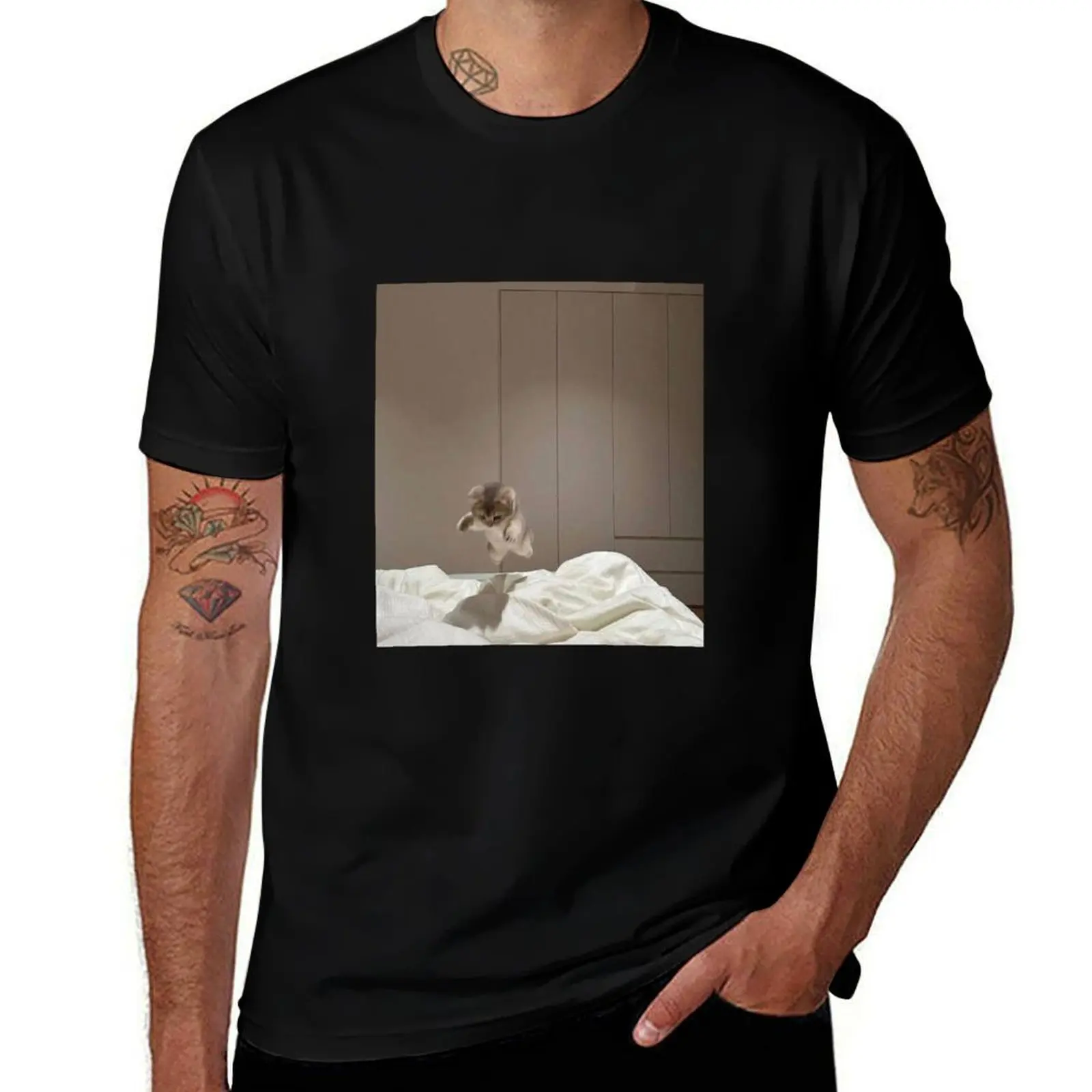 cat jumping on bed T-Shirt luxury designer custom t shirt funny meme t-shirts heavyweight t shirts for men
cat jumping on bed T-Shirt luxury designer custom t shirt funny meme t-shirts heavyweight t shirts for men