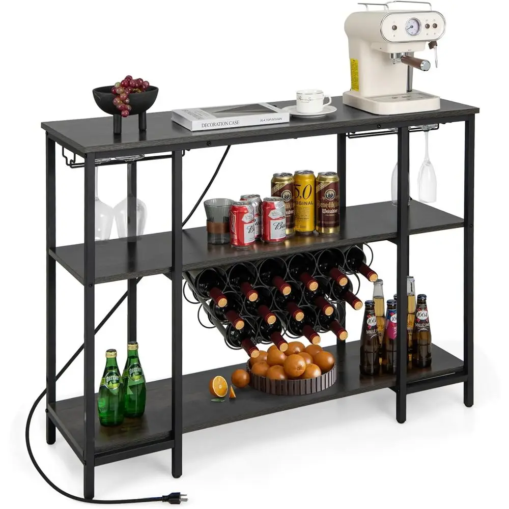 3-Tier Home Mini Bar Cabinet with Power Outlets, Glass Holders, Wine Rack, Anti-Tipping Kit for Kitchen, Living Room, or Pub (Bl
3-Tier Home Mini Bar Cabinet with Power Outlets, Glass Holders, Wine Rack, Anti-Tipping Kit for Kitchen, Living Room, or Pub (Bl